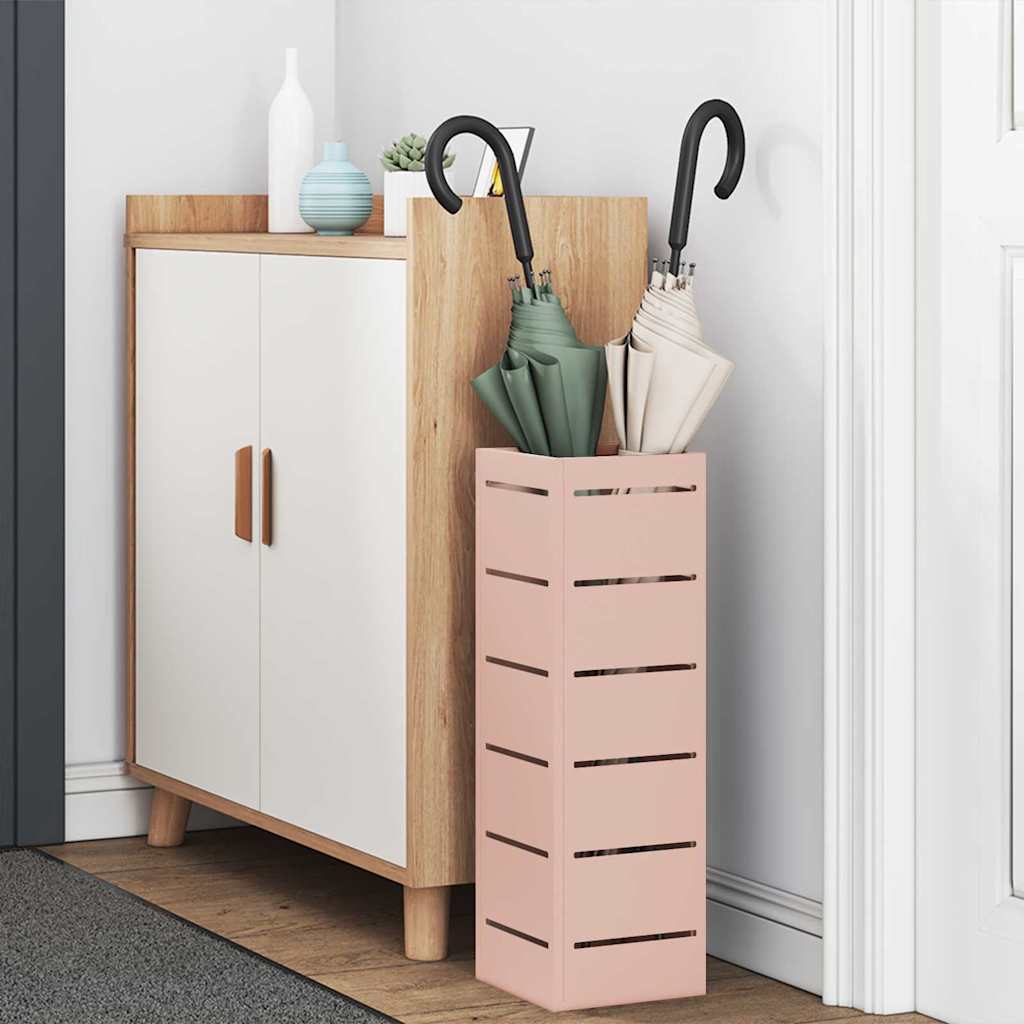 vidaXL Umbrella Stand with Storage Pink 15.5 x 15.5 x 49 cm Metal