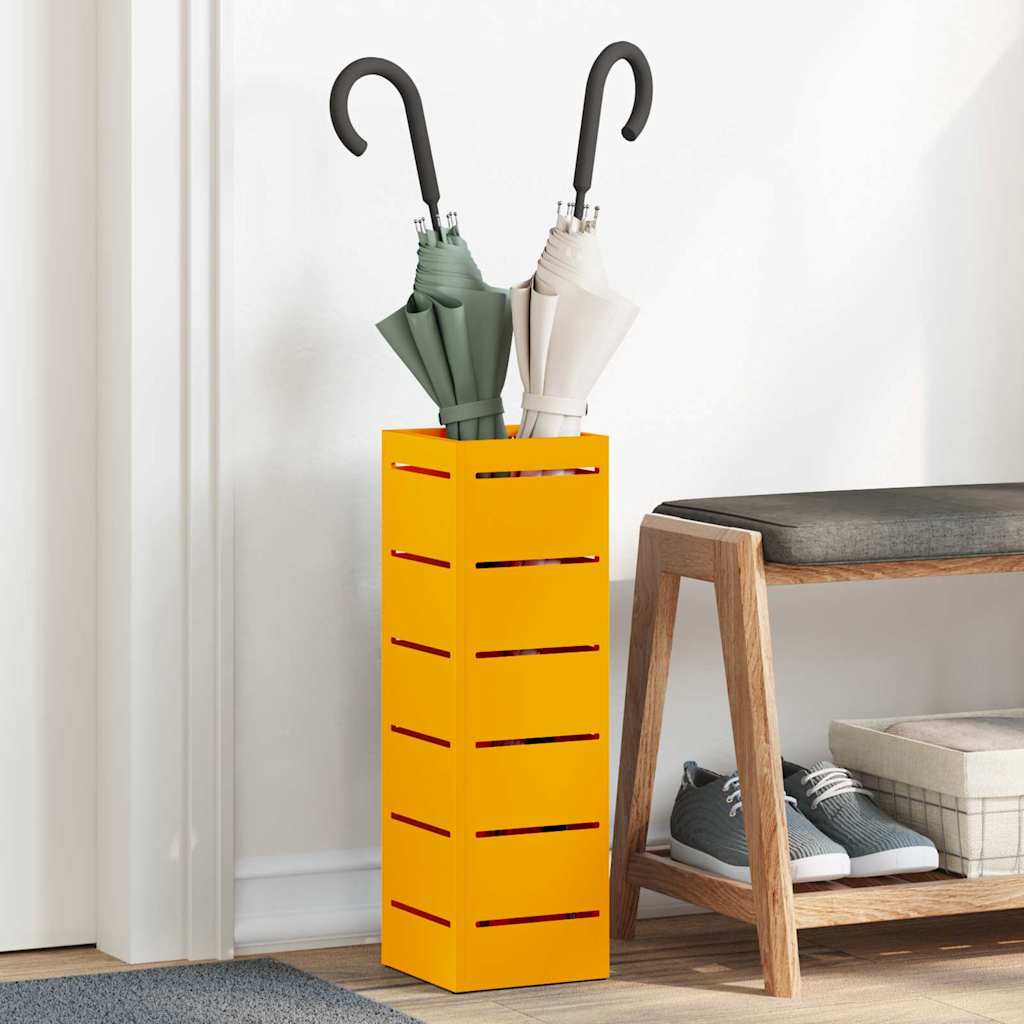 vidaXL Rain Umbrella Stand Mustard 15.5 x 15.5 x 49 cm Steel