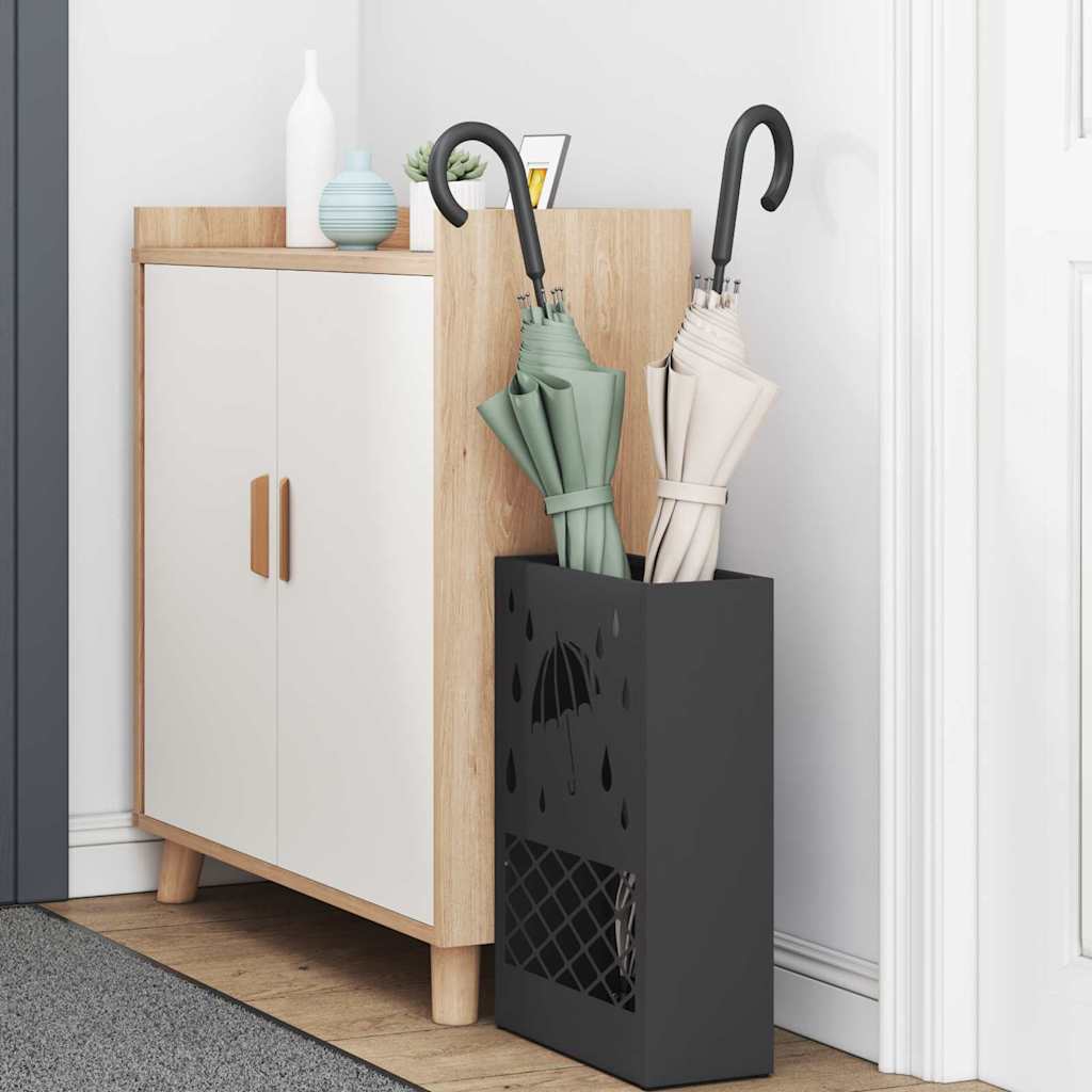 vidaXL Rain Umbrella Stand Black 28 x 12 x 41 cm Steel