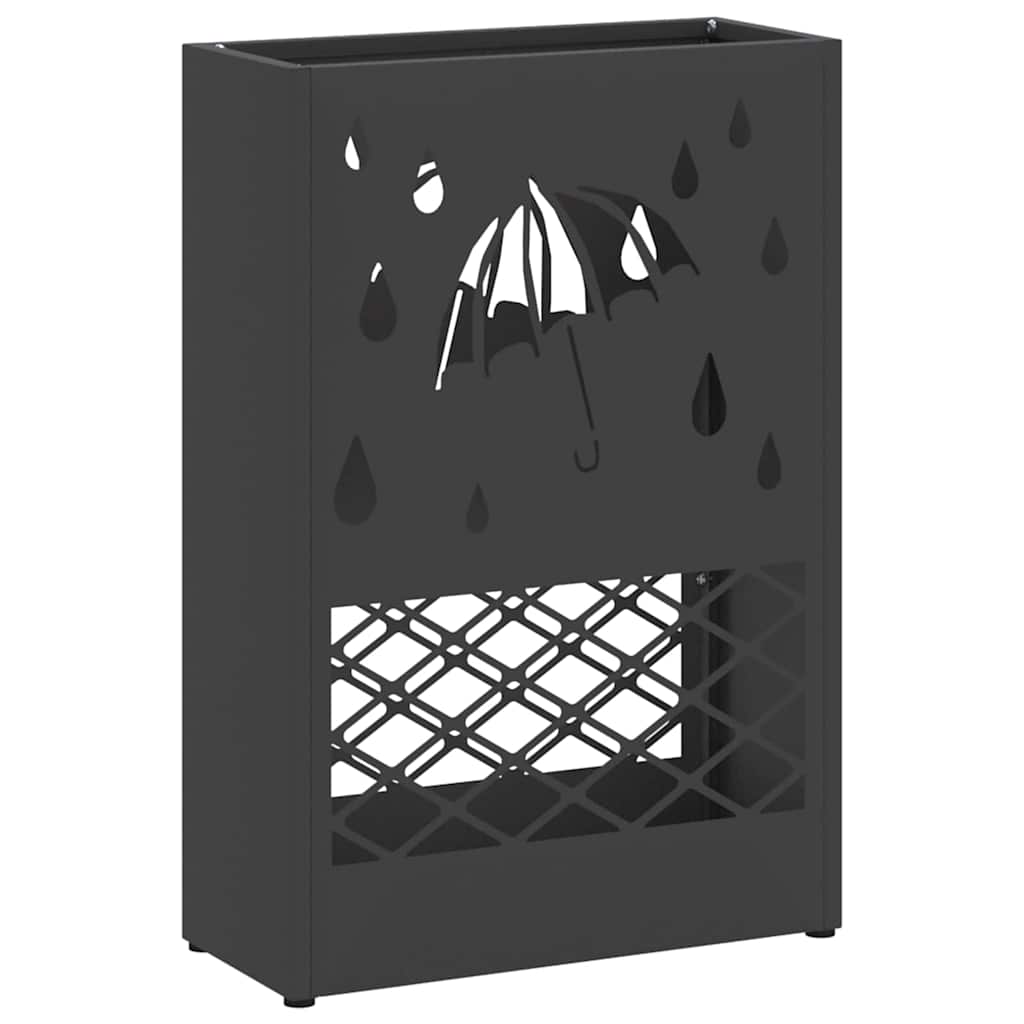 vidaXL Rain Umbrella Stand Black 28 x 12 x 41 cm Steel