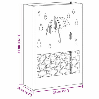 vidaXL Rain Umbrella Stand Black 28 x 12 x 41 cm Steel