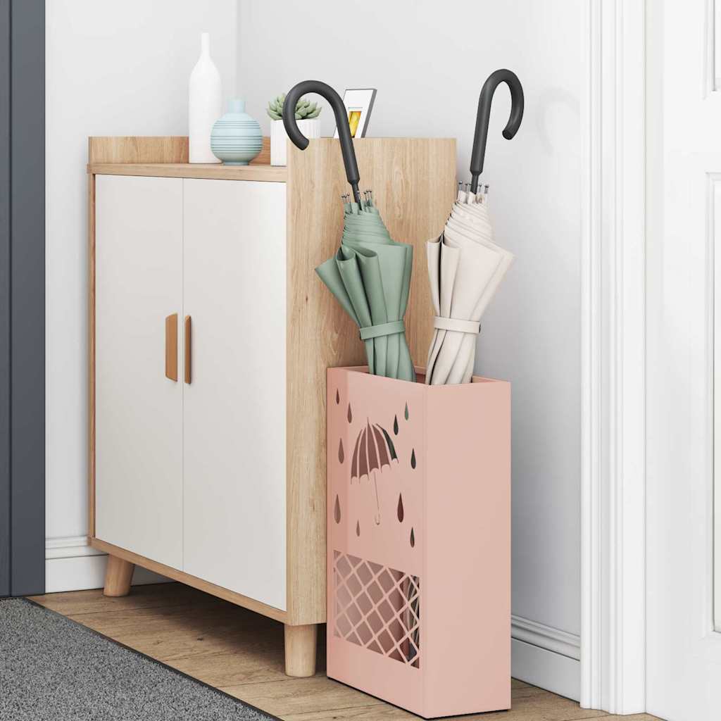 vidaXL Rain Umbrella Stand Pink 28 x 12 x 41 cm Steel