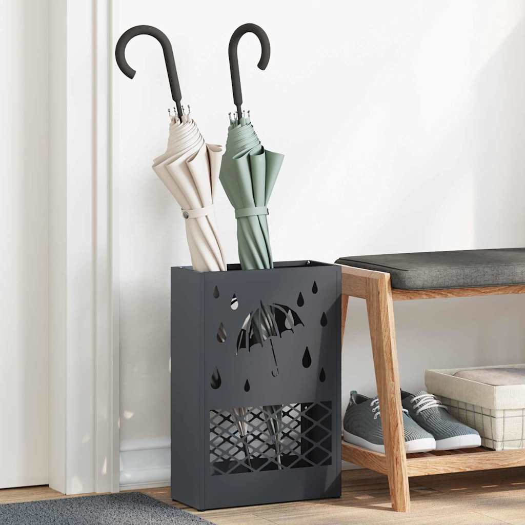vidaXL Rain Umbrella Stand Anthracite 28 x 12 x 41 cm Steel