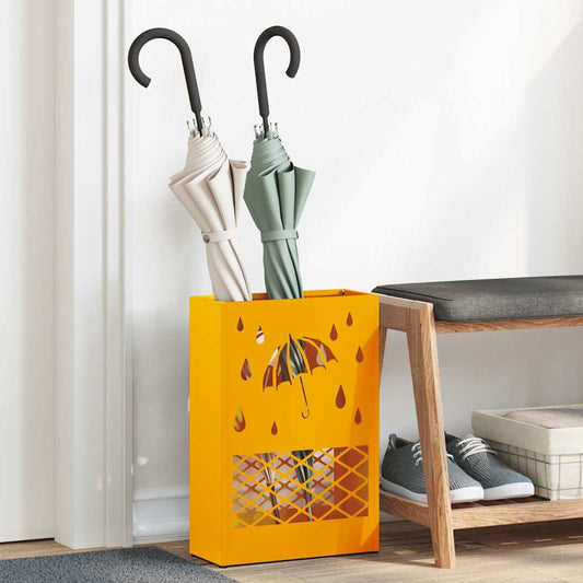 vidaXL Rain Umbrella Stand Mustard Yellow 28 x 12 x 41 cm Steel