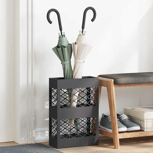 vidaXL Rain Umbrella Stand Black 28 x 12 x 41 cm Steel