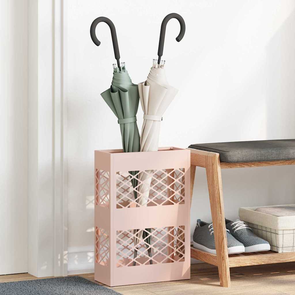 vidaXL Rain Umbrella Stand Pink 28 x 12 x 41 cm Steel