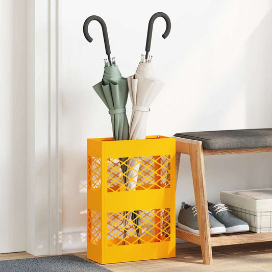 vidaXL Rain Umbrella Stand Mustard Yellow 28 x 12 x 41 cm Steel