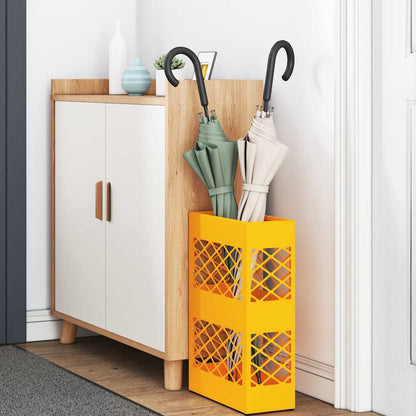 vidaXL Rain Umbrella Stand Mustard Yellow 28 x 12 x 41 cm Steel