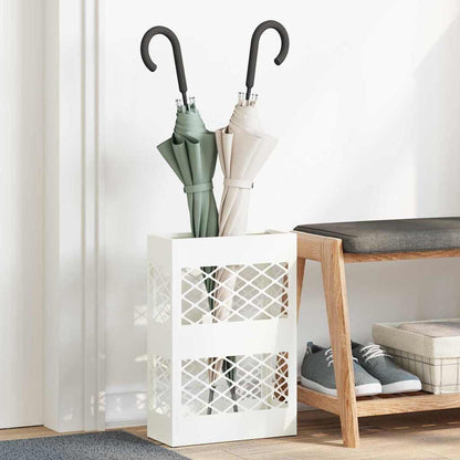 vidaXL Rain Umbrella Stand White 28 x 12 x 41 cm Steel