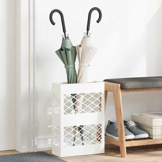 vidaXL Rain Umbrella Stand White 28 x 12 x 41 cm Steel