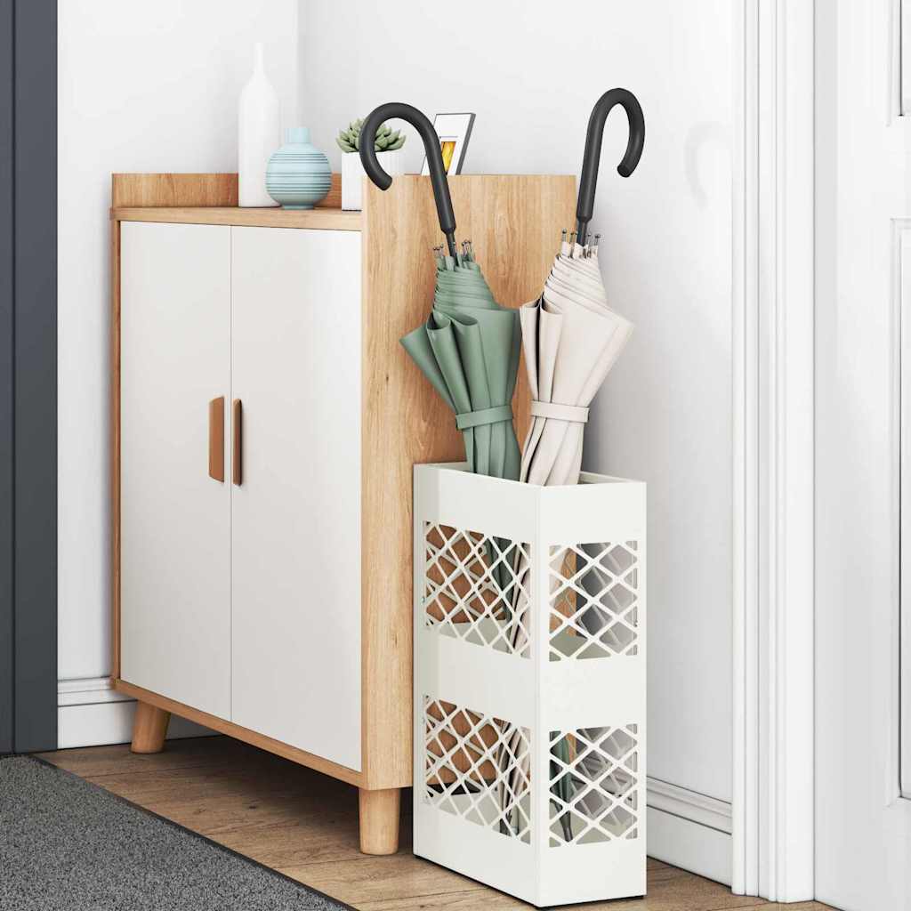 vidaXL Rain Umbrella Stand White 28 x 12 x 41 cm Steel
