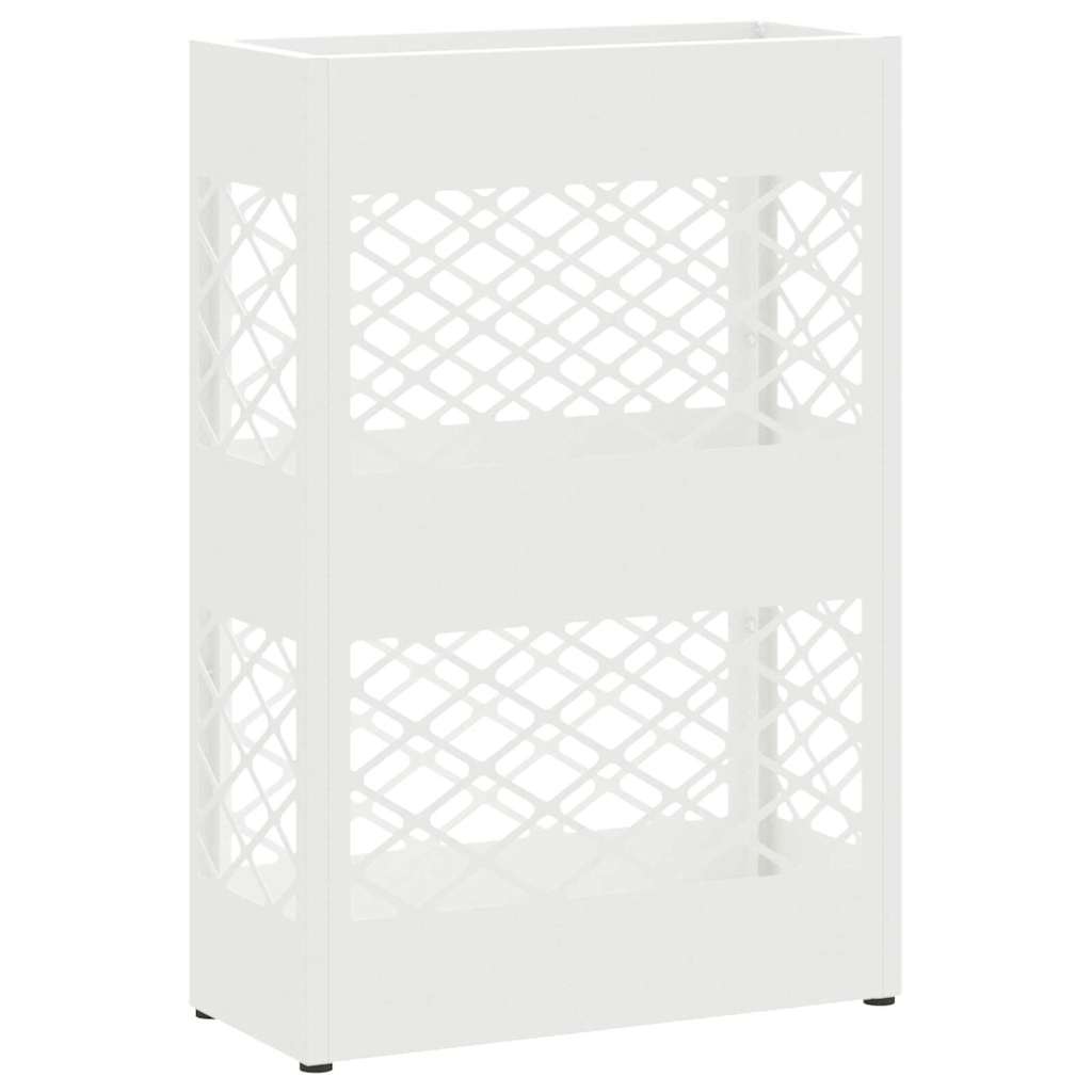 vidaXL Rain Umbrella Stand White 28 x 12 x 41 cm Steel