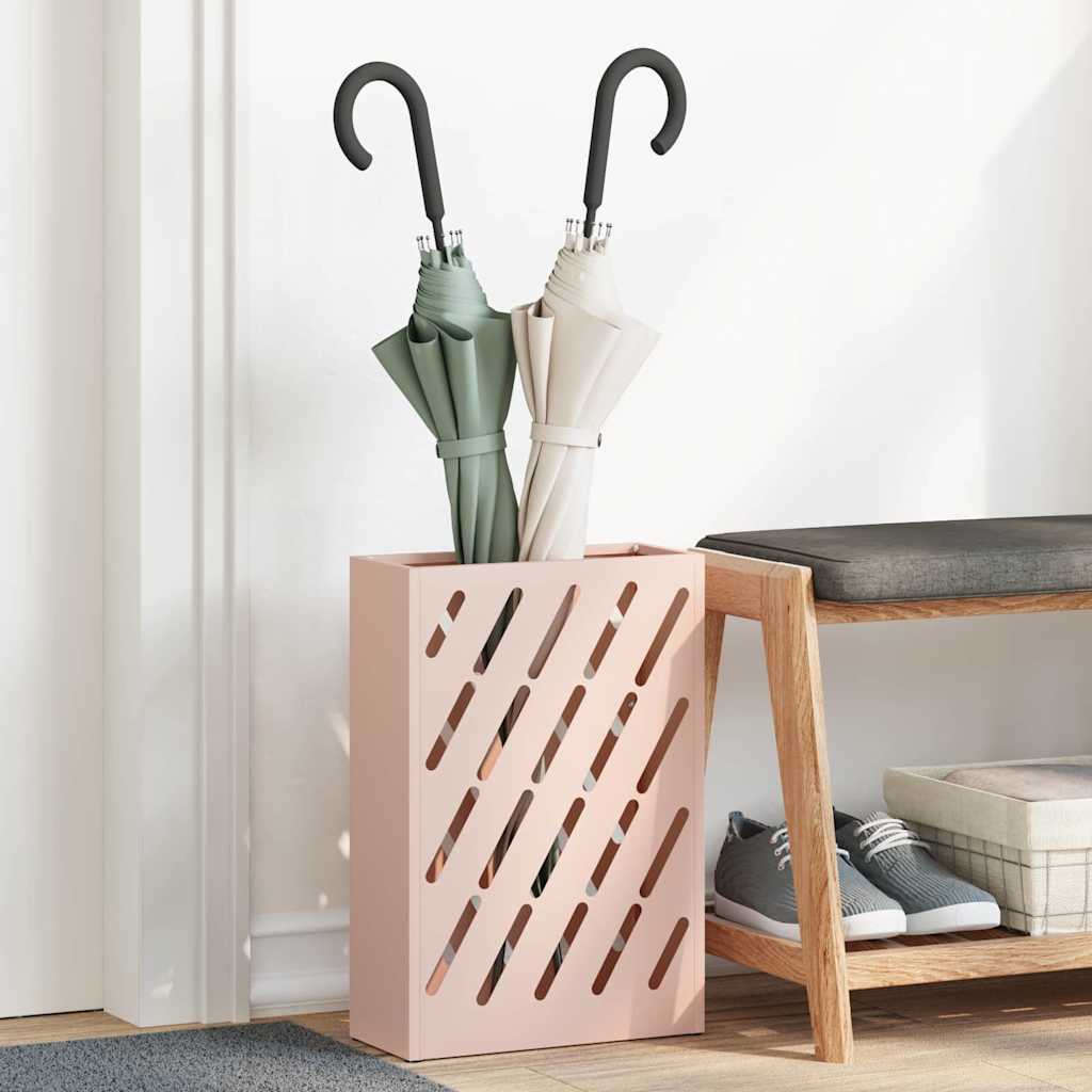 vidaXL Rain Umbrella Stand Pink 28 x 12 x 41 cm Steel