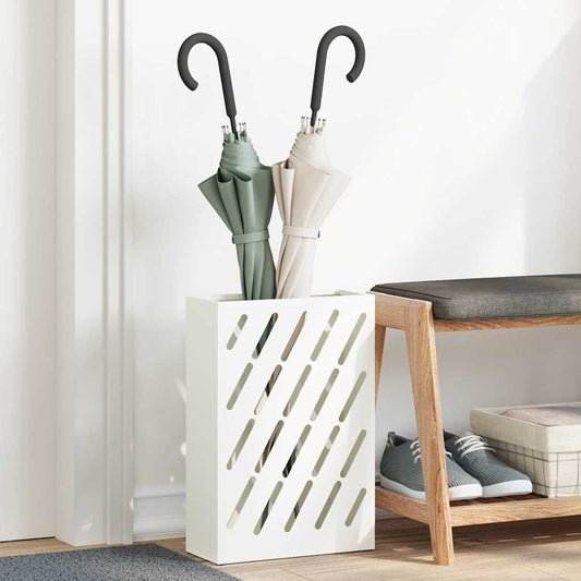vidaXL Rain Umbrella Stand White 28 x 12 x 41 cm Steel
