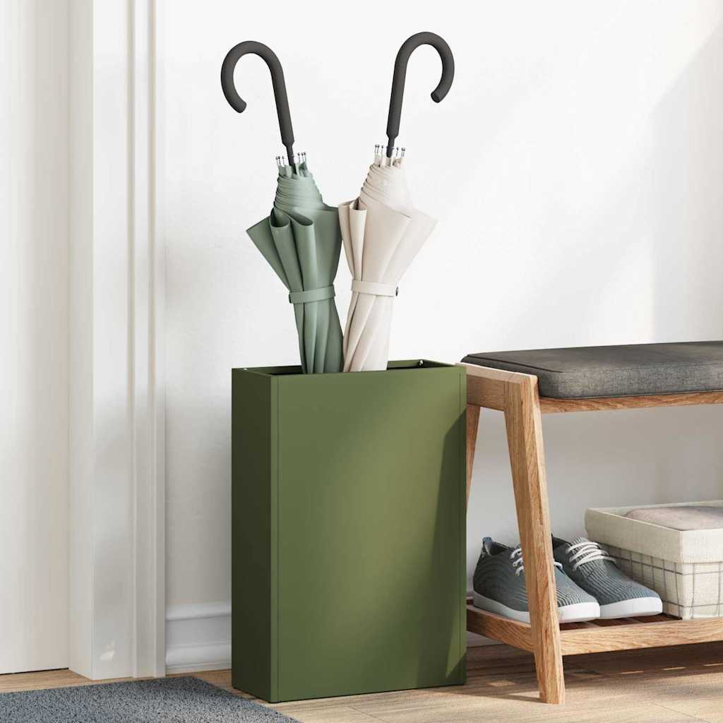 vidaXL Rain Umbrella Stand Olive Green 28 x 12 x 41 cm Steel