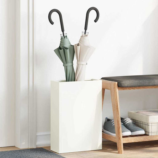 vidaXL Rain Umbrella Stand White 28 x 12 x 41 cm Steel