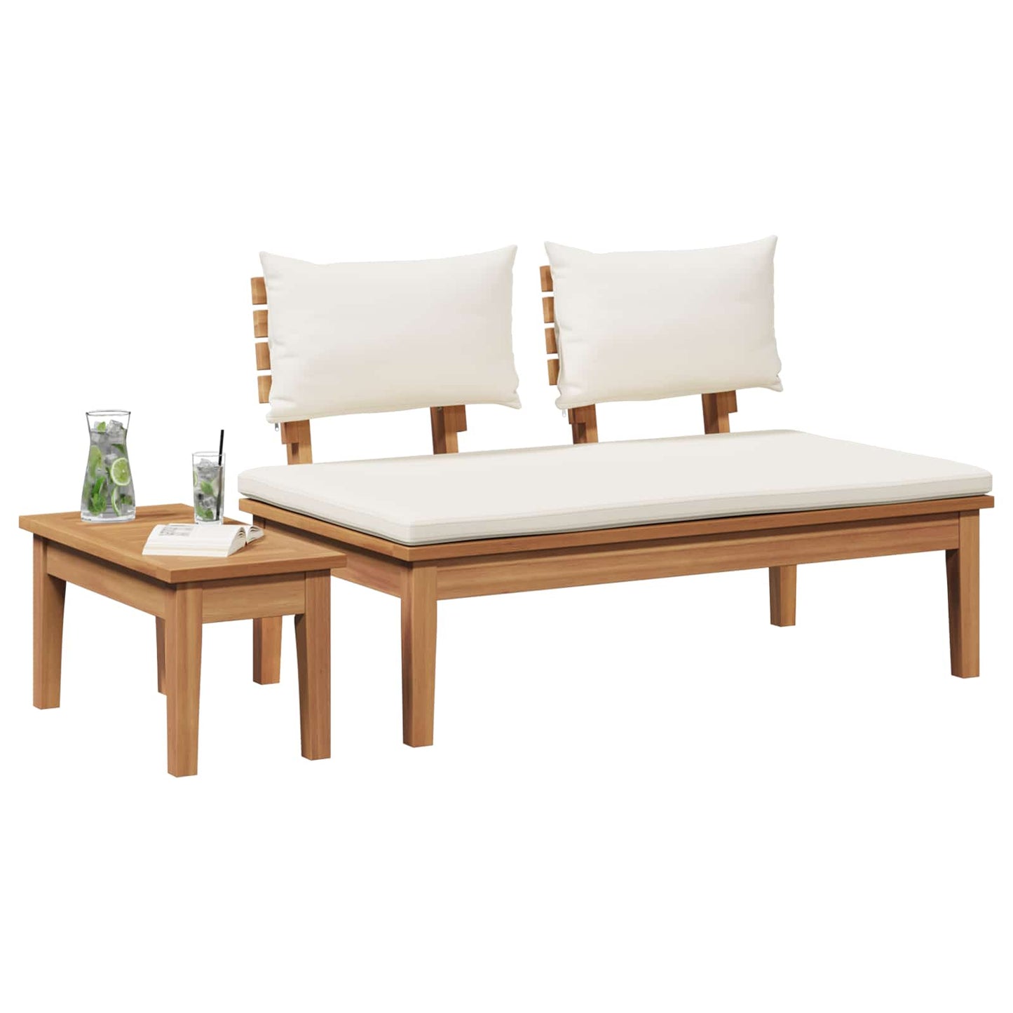 vidaXL Garden Bench and Table Set 2 pcs Cream and Brown