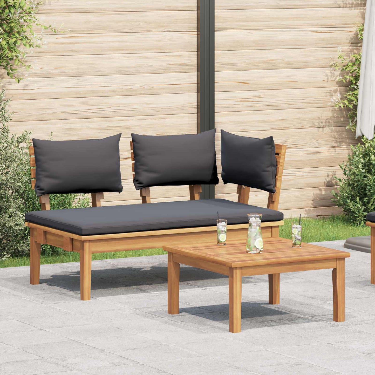 vidaXL Garden Bench and Table Set 2 pcs Grey and Brown Solid Teak wood