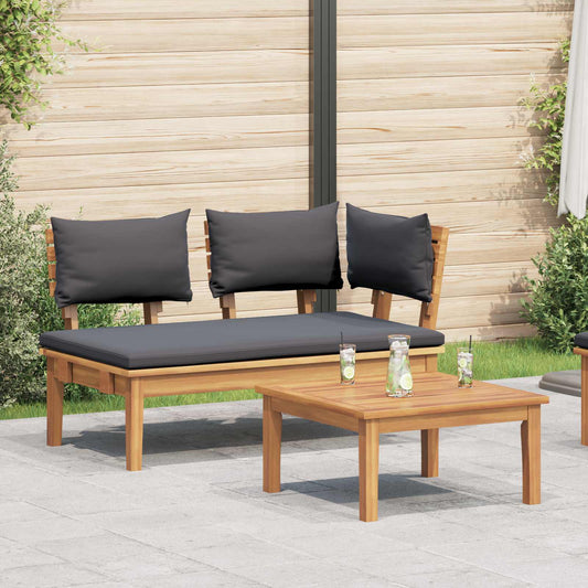 vidaXL Garden Bench and Table Set 2 pcs Grey and Brown Solid Teak wood