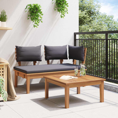vidaXL Garden Bench and Table Set 2 pcs Grey and Brown Solid Teak wood