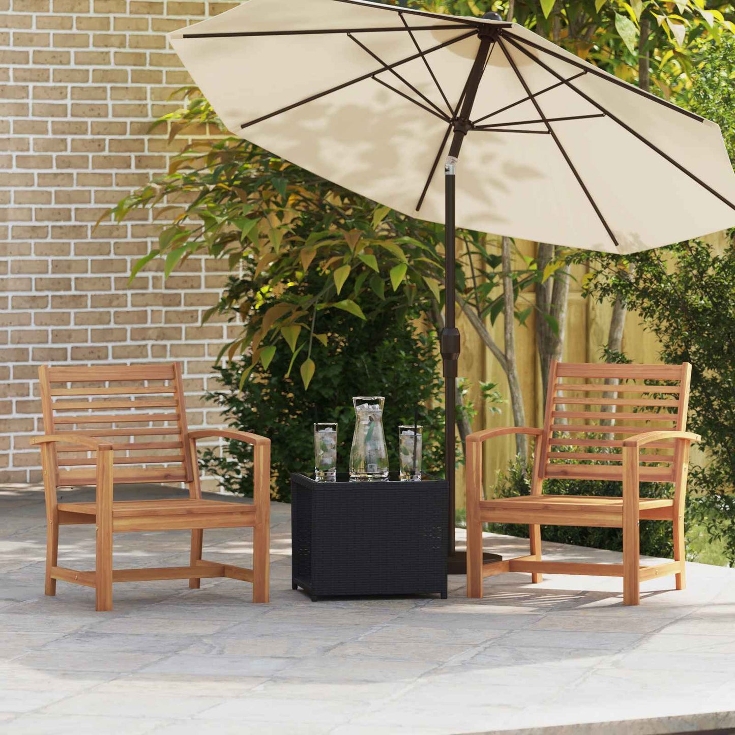 vidaXL Chair 2 Piece Brown 65 x 60 x 76.5 cm Solid Teak Wood