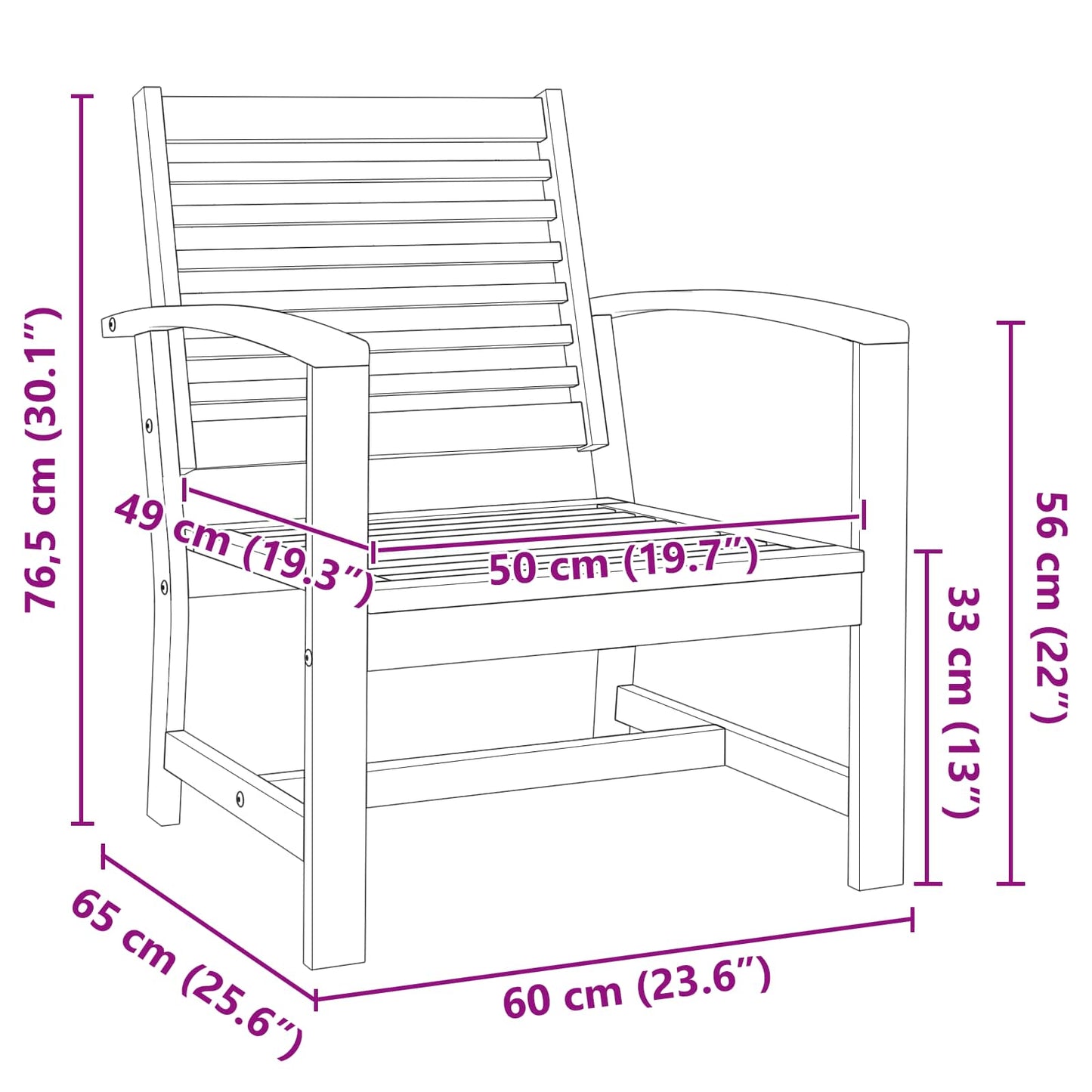vidaXL Chair 2 Piece Brown 65 x 60 x 76.5 cm Solid Teak Wood