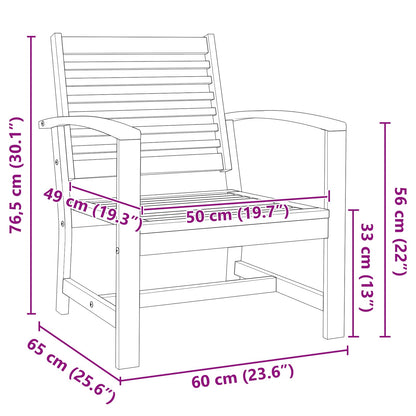 vidaXL Chair 2 Piece Brown 65 x 60 x 76.5 cm Solid Teak Wood