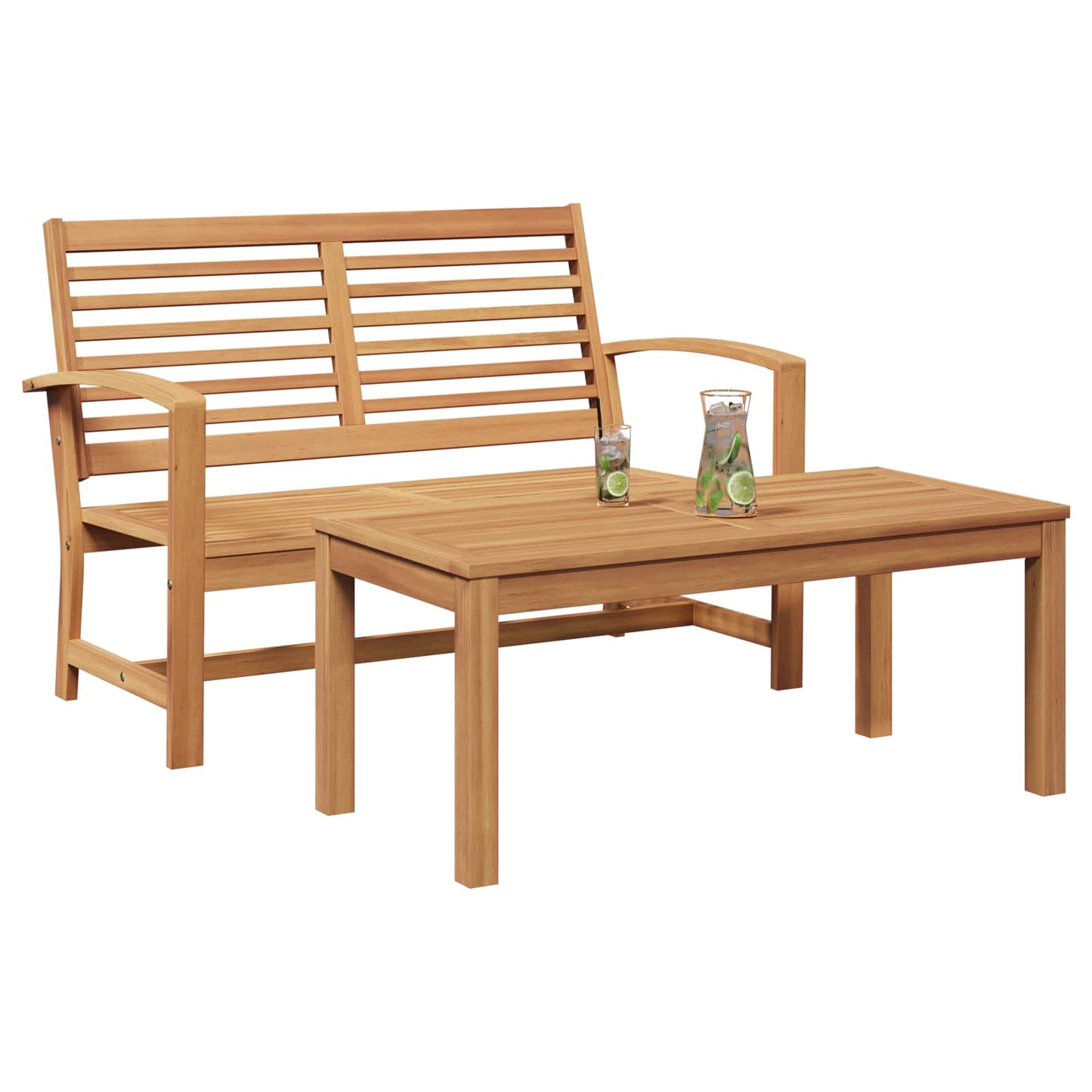vidaXL Garden Bench and Table Set 2 Piece Brown Solid Teak Wood