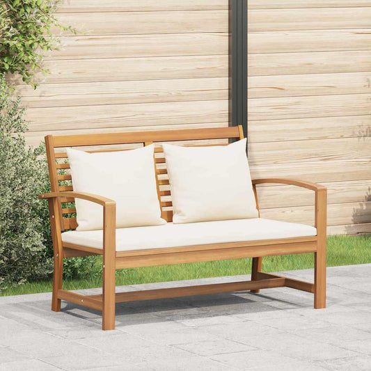vidaXL Bench Brown and Cream 110 x 66 x 76 cm Solid Teak Wood