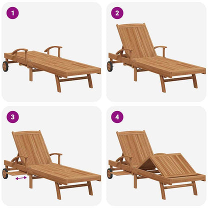 vidaXL Sun lounger Solid Teak Wood Brown
