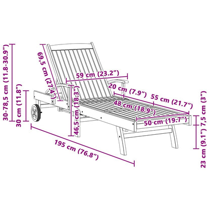 vidaXL Sun lounger Solid Teak Wood Brown