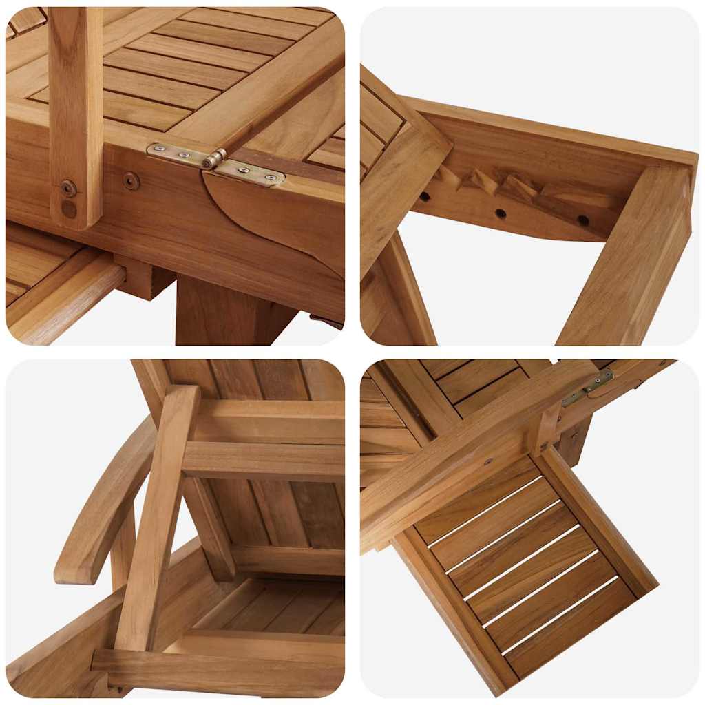vidaXL Sun lounger 2 pcs Solid Teak Wood Brown