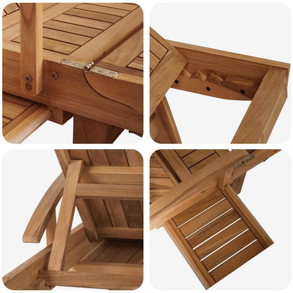 vidaXL Sun lounger 2 pcs Solid Teak Wood Brown