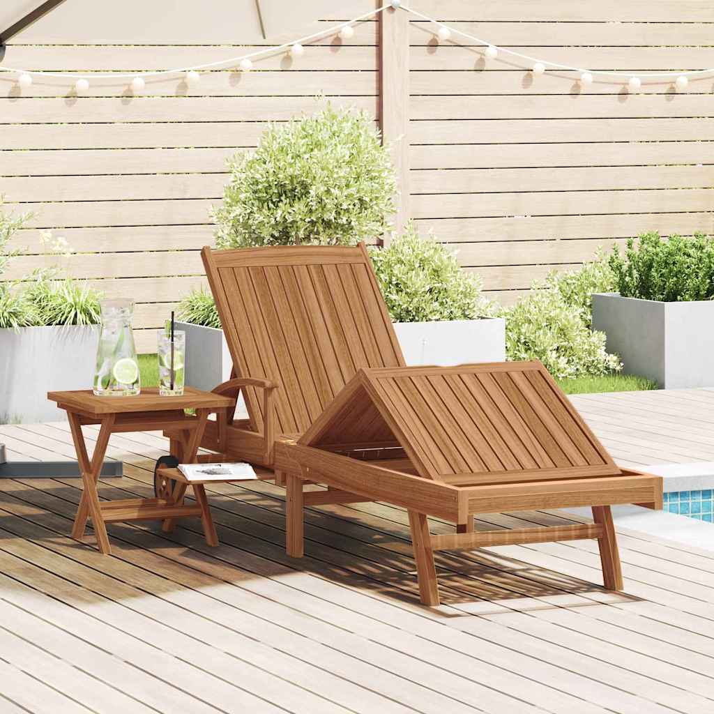 vidaXL Sun lounger 2 pcs Solid Teak Wood Brown