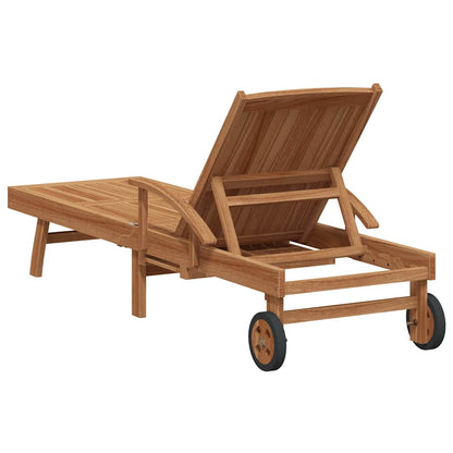 vidaXL Sun lounger 2 pcs Solid Teak Wood Brown
