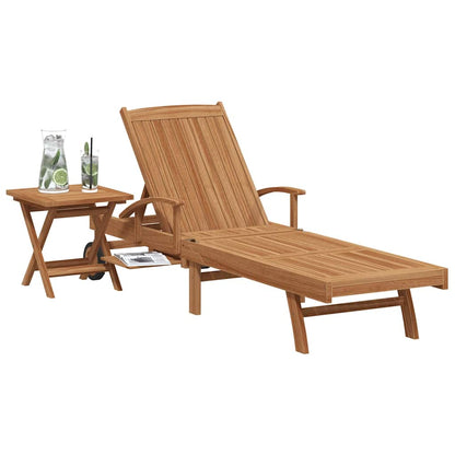 vidaXL Sun lounger 2 pcs Solid Teak Wood Brown