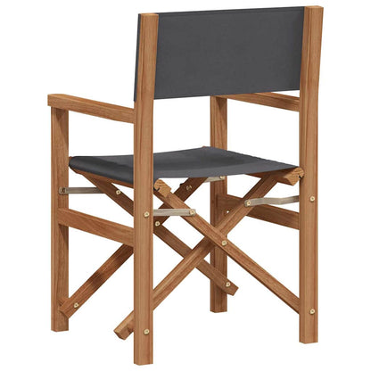 vidaXL Director Chair Grey Solid Teak Wood