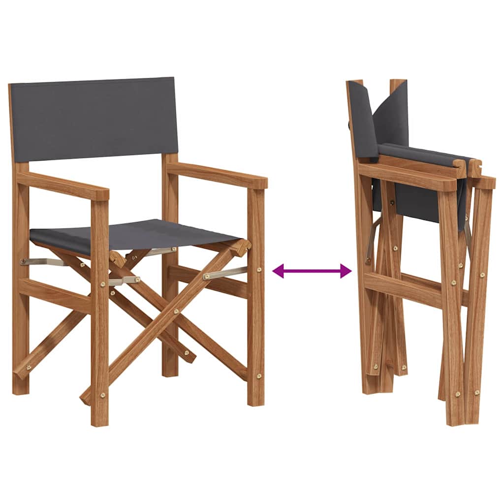 vidaXL Director Chair Grey Solid Teak Wood