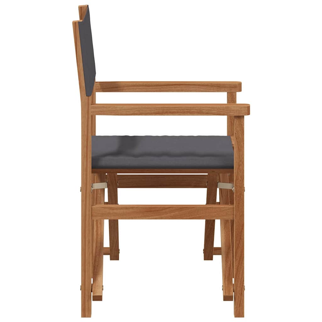 vidaXL Director Chair Grey Solid Teak Wood