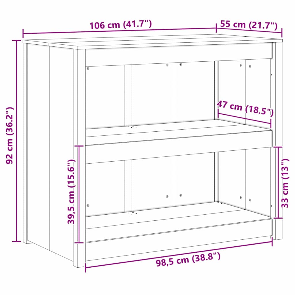 vidaXL Kitchen Cabinet MEPPEL White 106 x 55 x 92 cm Solid Pine Wood