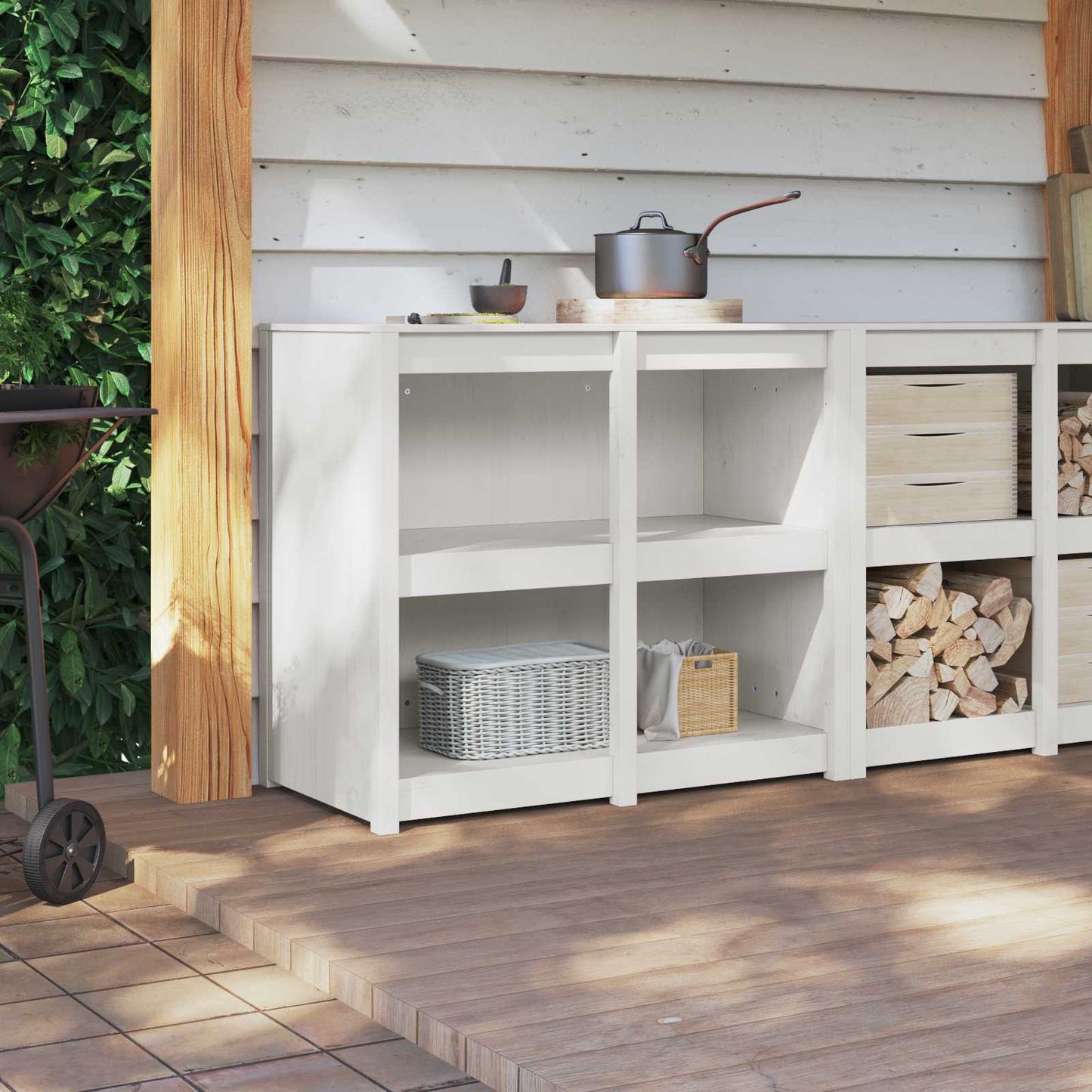 vidaXL Kitchen Cabinet with Shelf MEPPEL Warm White 106 x 55 x 92 cm