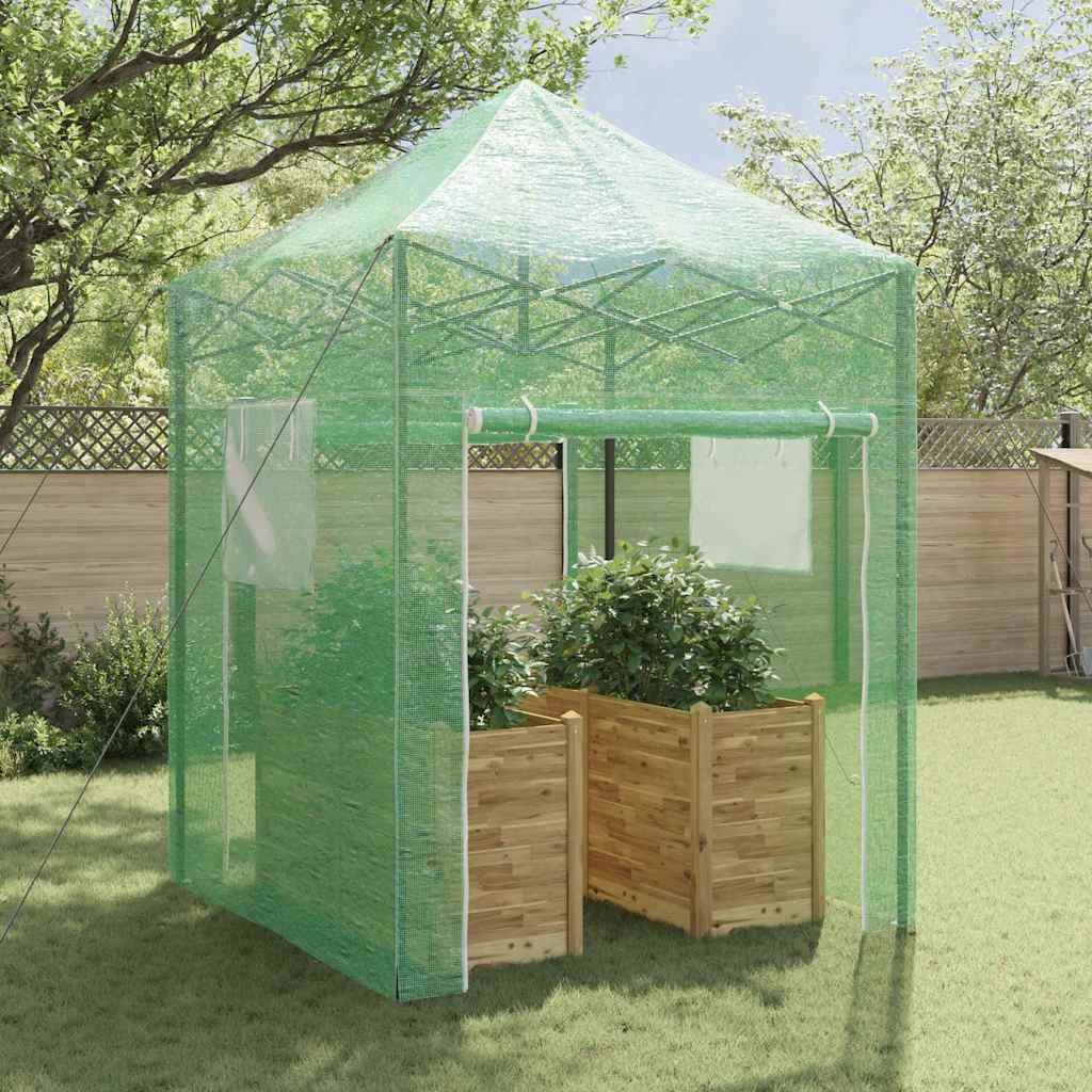 vidaXL Greenhouse with Pop-up Frame Green 200 x 200 x 300 cm Iron