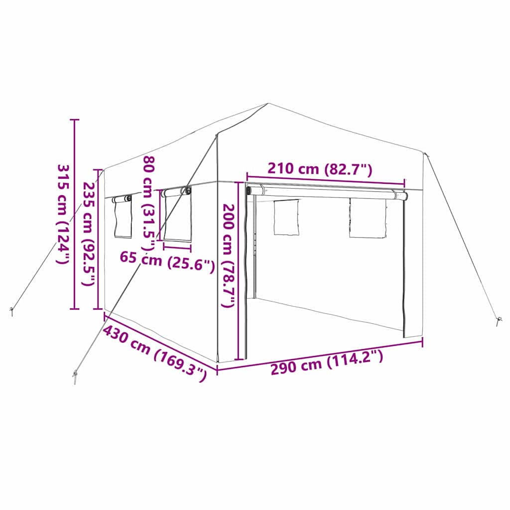 vidaXL Greenhouse with Pop-up Frame Green 290 x 430 x 315 cm Iron