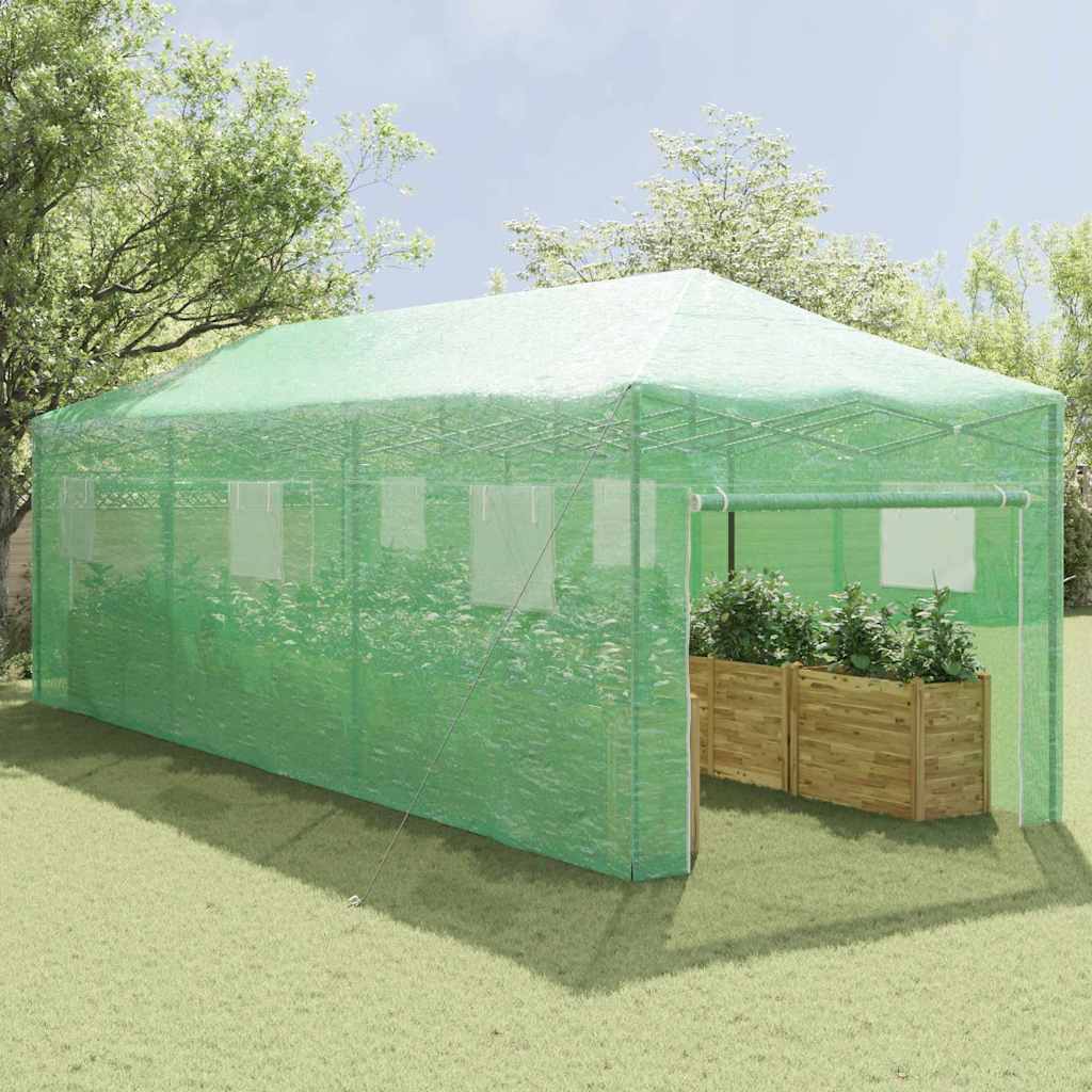 vidaXL Greenhouse with Pop-up Frame Green 290 x 870 x 315 cm Iron