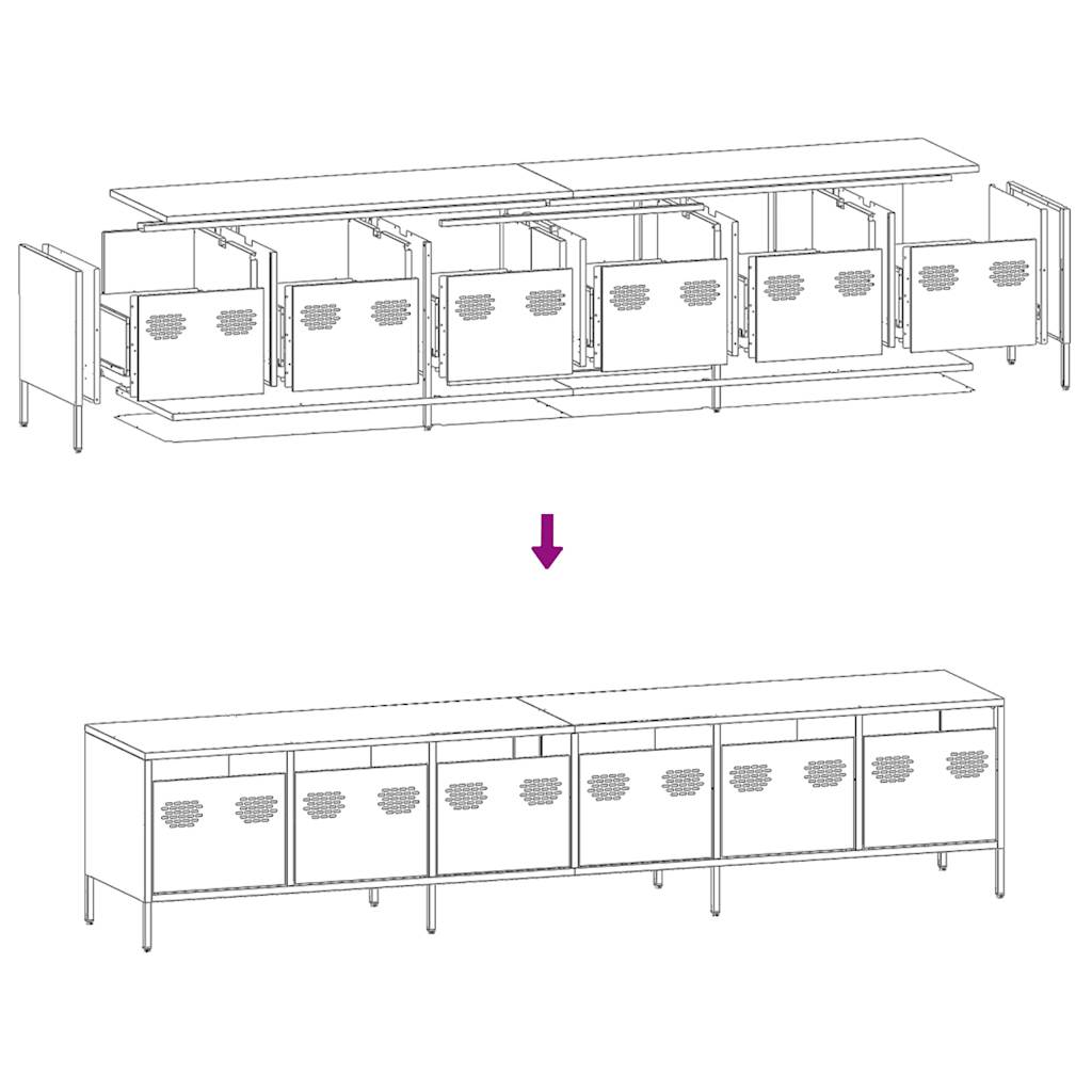 vidaXL TV Cabinet Pink 202x39x43.5 cm Cold-rolled Steel
