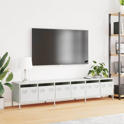 vidaXL TV Cabinet White 202x39x43,5 cm Cold-rolled Steel