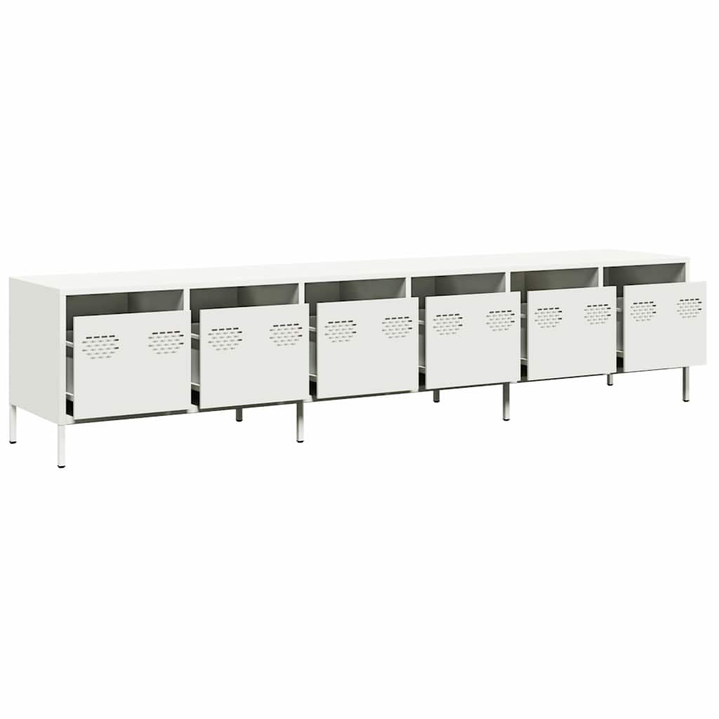 vidaXL TV Cabinet White 202x39x43.5 cm Cold-rolled Steel