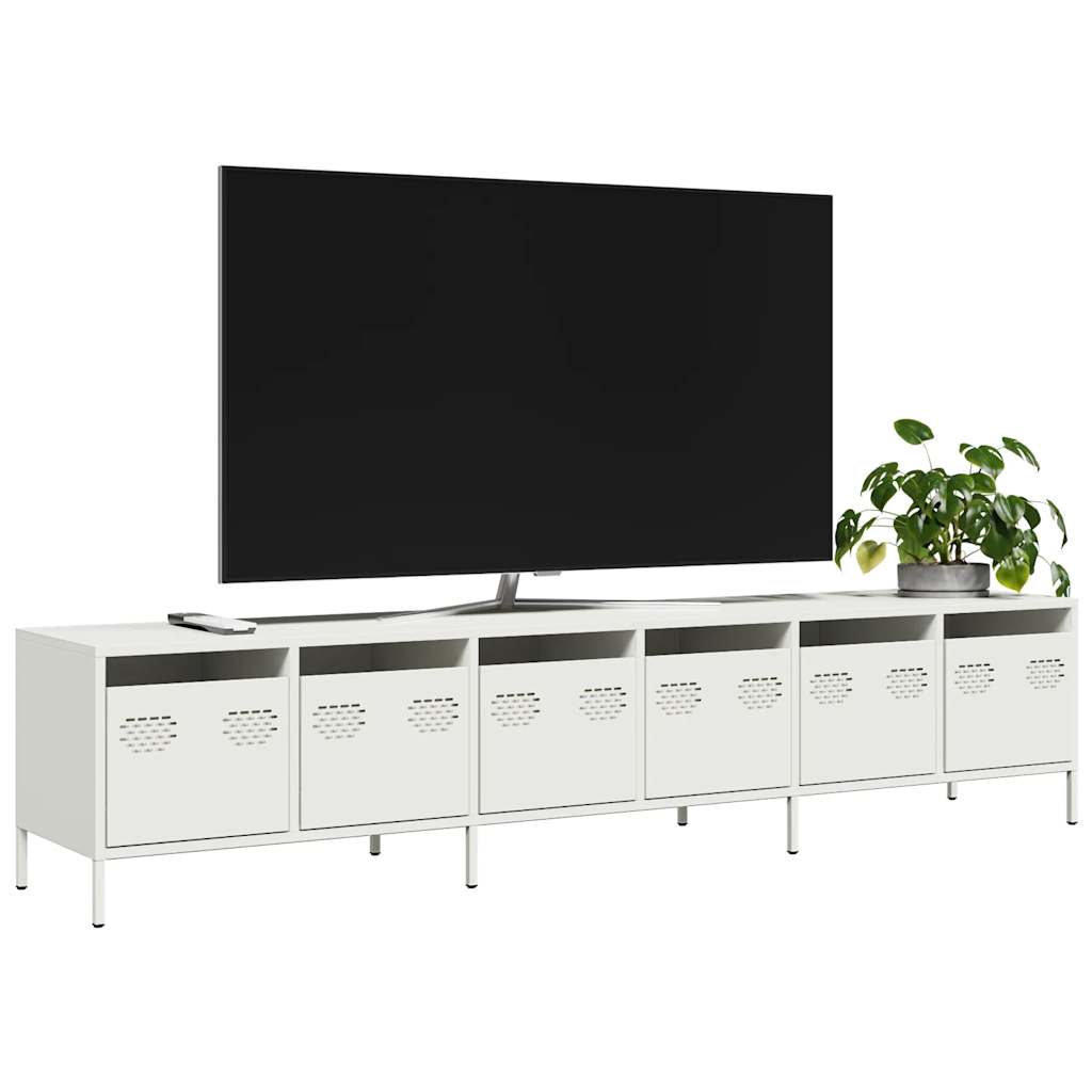 vidaXL TV Cabinet White 202x39x43.5 cm Cold-rolled Steel