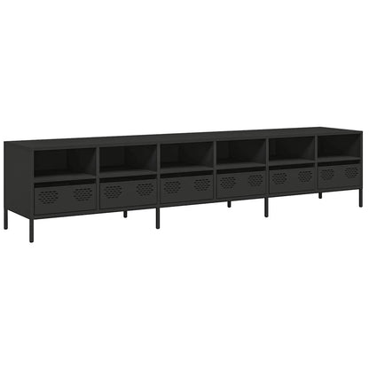 vidaXL TV Cabinet Black 202x39x43,5 cm Cold-rolled Steel