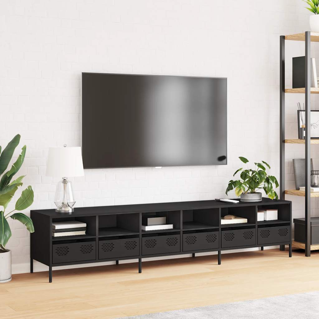 vidaXL TV Cabinet Black 202x39x43,5 cm Cold-rolled Steel